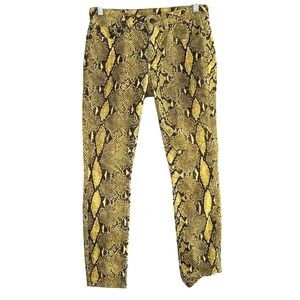 R13 Alison Skinny Jeans Size 27 Yellow Python Animal Print bold luxury party
